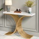 Masa consola moderna, Tribesigns, 100x30cm, alb, 80cm inaltime, picioare metalice geometrice