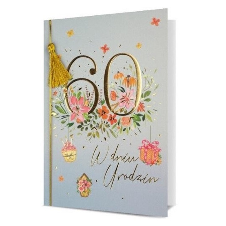 Karnet B6 Urodziny 60, Pan Dragon, 202x147mm, folie