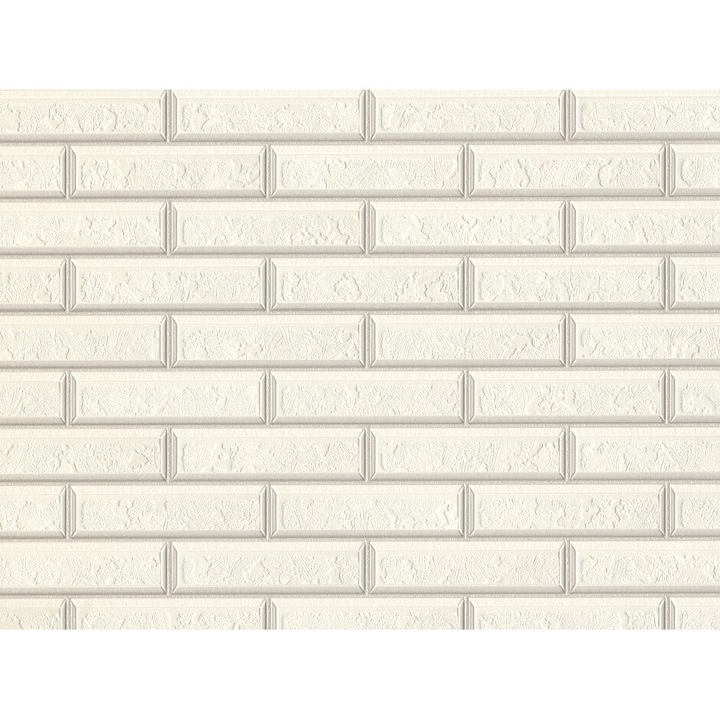 Tapet Slavyanski Oboi, Lego 5753-06, imitatie faianta, alb, superlavabil, vinil, rezistent la apa, pentru bai si bucatarii, rola 0.53 m x 10.05 m