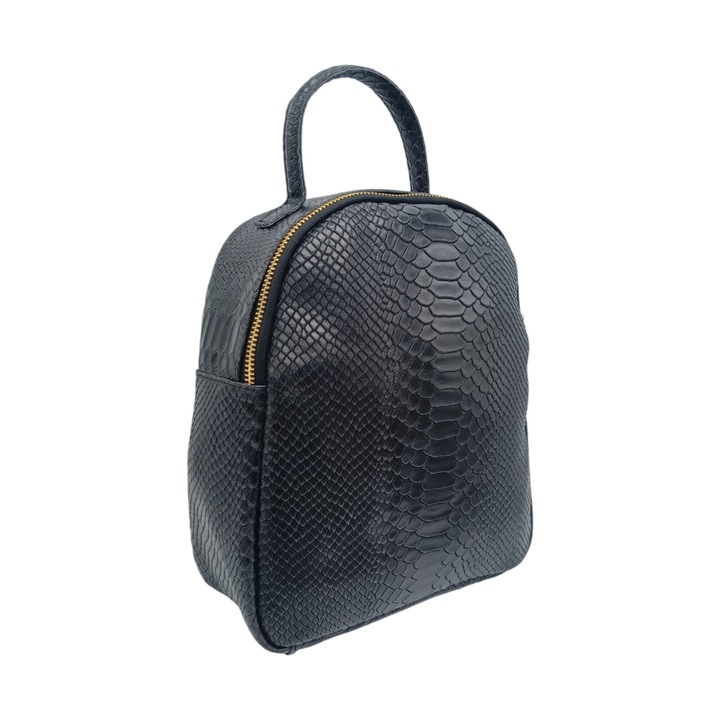Rucsac Dama EVoStyle MC108, Piele Naturala Italia, Negru, 23 x 26 x 10 cm