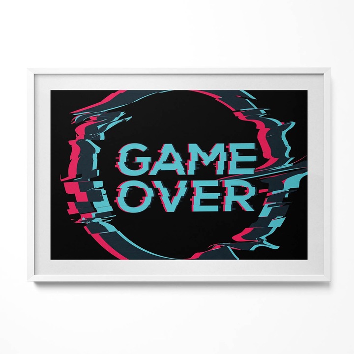 Tablou Inramat, Wallfluent, Ilustratie abstracta a lunii cu aur, Rama alba, 100x70 cm, 010330010130100280815