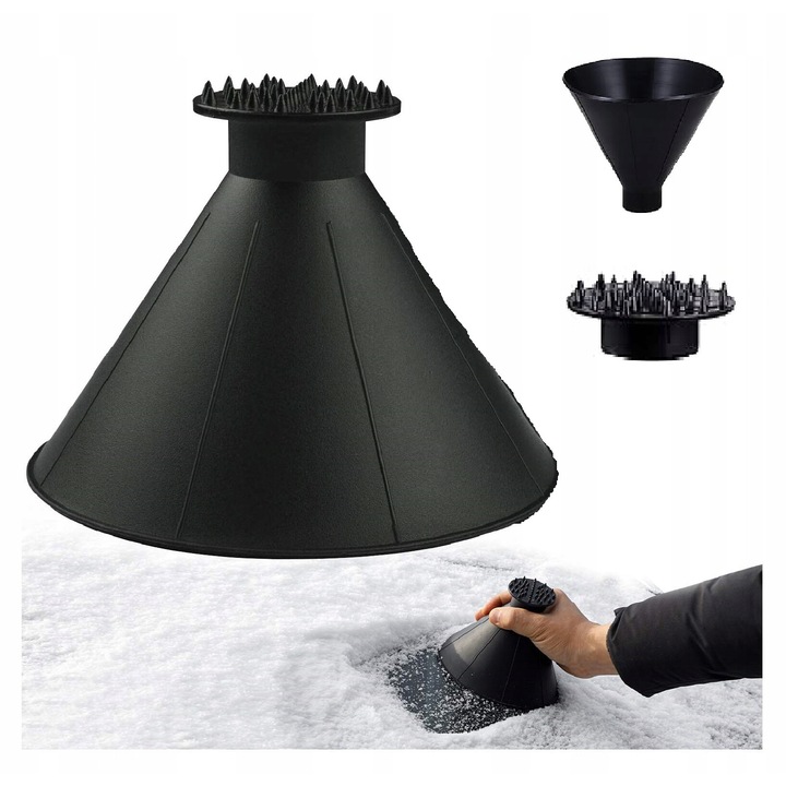 Razuitor auto, pentru curatarea zapezii de pe parbriz, zapada, gheata, conic, palnie 2in1