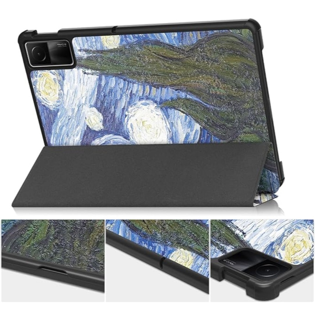 Husa tableta pentru Xiaomi Redmi Pad SE cu suport Multi-Unghi si functie Sleep/Wake, 8.7inci, Tripla, portabil, all-inclusive, Starry night