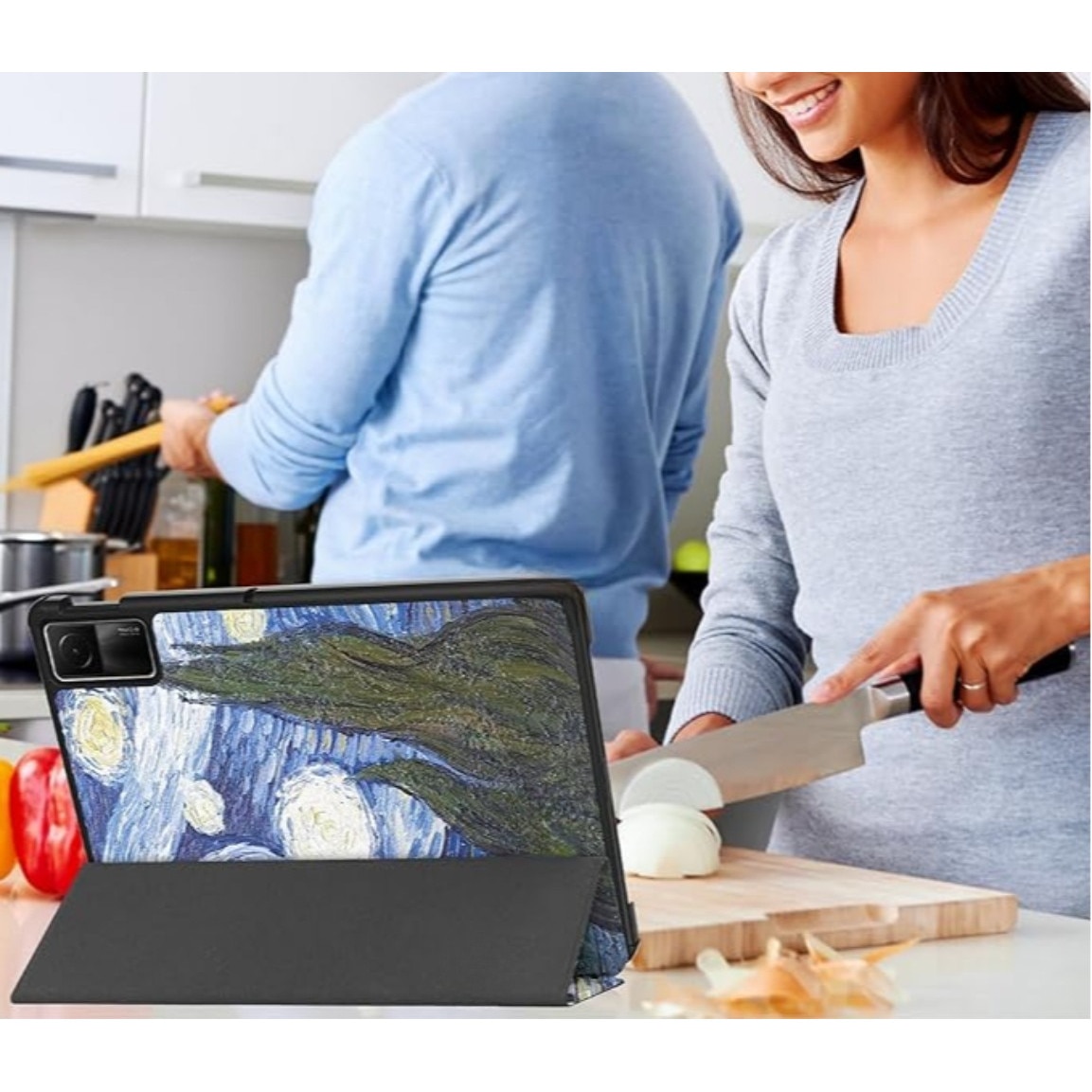 Husa tableta pentru Xiaomi Redmi Pad SE cu suport Multi-Unghi si functie Sleep/Wake, 8.7inci, Tripla, portabil, all-inclusive, Starry night