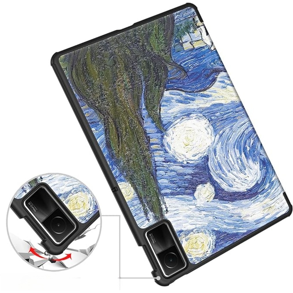 Husa tableta pentru Xiaomi Redmi Pad SE cu suport Multi-Unghi si functie Sleep/Wake, 8.7inci, Tripla, portabil, all-inclusive, Starry night