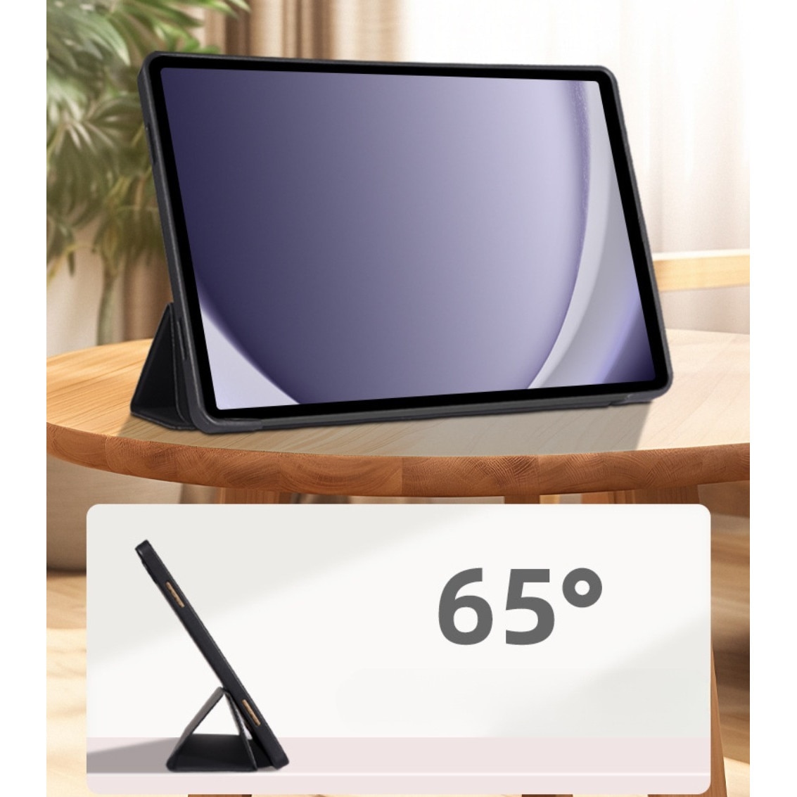 Husa compatibila cu Samsung Galaxy Tab S9 FE Plus, Tip carte, Silicon, durabil, confortabil, Protectie completa, Stand, Negru, Husa tableta, Accesoriu, Protectie dispozitiv, Husa cu suport, Business, britanic, minimalist