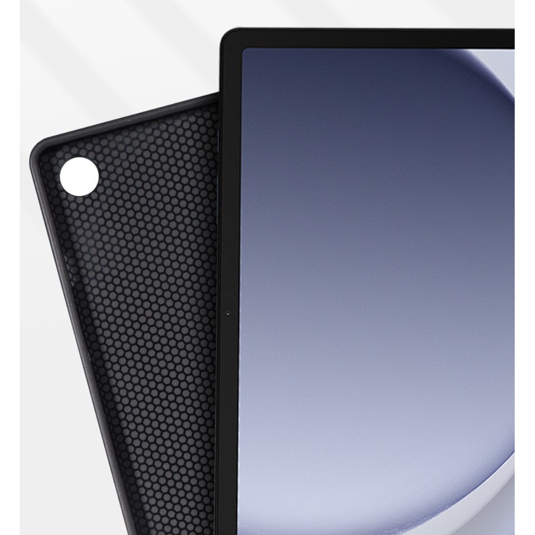 Husa compatibila cu Samsung Galaxy Tab S9 FE Plus, Tip carte, Silicon, durabil, confortabil, Protectie completa, Stand, Negru, Husa tableta, Accesoriu, Protectie dispozitiv, Husa cu suport, Business, britanic, minimalist
