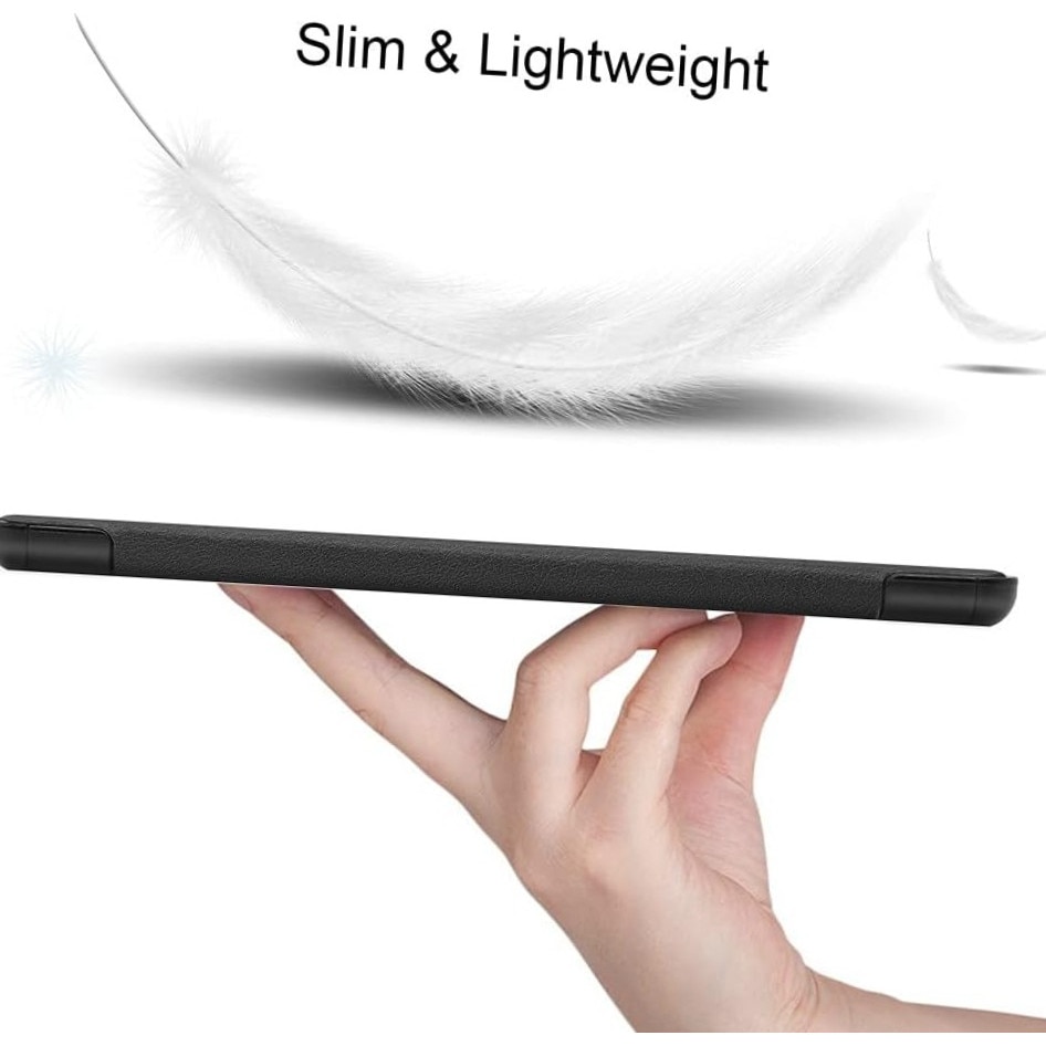 Husa compatibila cu Samsung Galaxy Tab S9 FE Plus, Tip carte, Silicon, durabil, confortabil, Protectie completa, Stand, Negru, Husa tableta, Accesoriu, Protectie dispozitiv, Husa cu suport, Business, britanic, minimalist