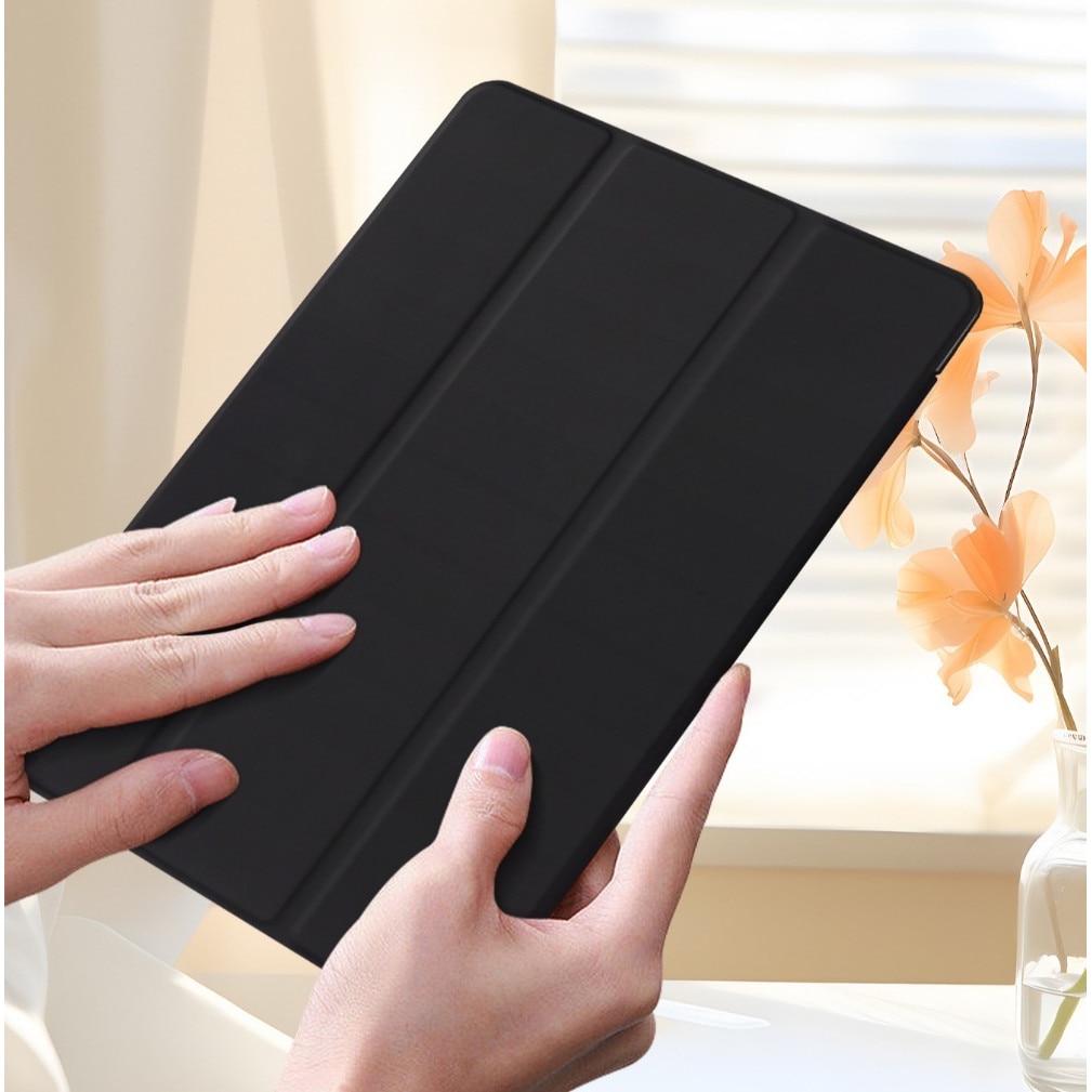 Husa compatibila cu Samsung Galaxy Tab S9 FE Plus, Tip carte, Silicon, durabil, confortabil, Protectie completa, Stand, Negru, Husa tableta, Accesoriu, Protectie dispozitiv, Husa cu suport, Business, britanic, minimalist