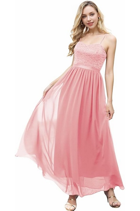 Rochie eleganta de seara fara maneci, roz, marimea 2XL, DRESSTELLS