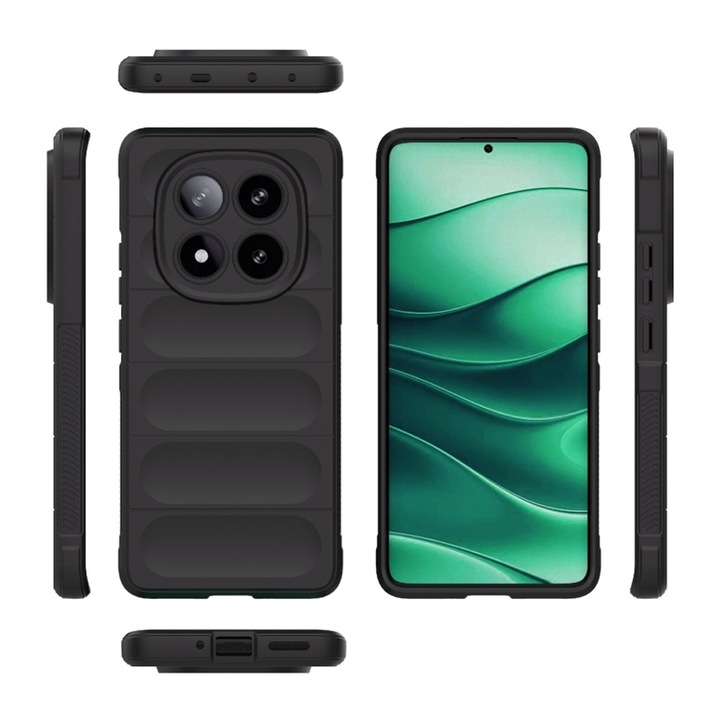 Калъф с микрофибър за Xiaomi Redmi Note 14 Pro / Poco X7, OPTIM SOLUTION, Военна устойчивост, Защита от пръстови отпечатъци, Гъвкав TPU, Ергономичен дизайн, Черен