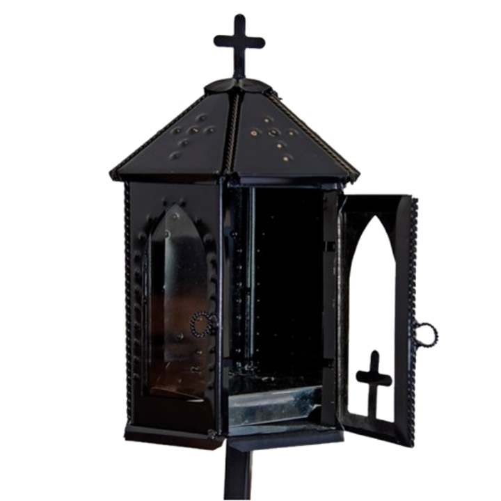Метален гробищен фенер черен с краче модел H