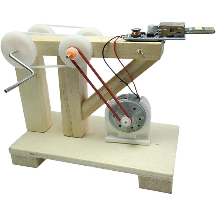 Kit Generator Manual, Jucarie STEM din Lemn pentru Experimente Stiintifice