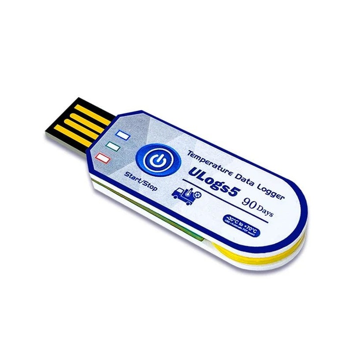 Термометър Data Logger ULogs5, Записване и изтегляне на данни през USB в PDF, CSV формат, 30 000 отчитания, за хладилно съхранение и транспорт