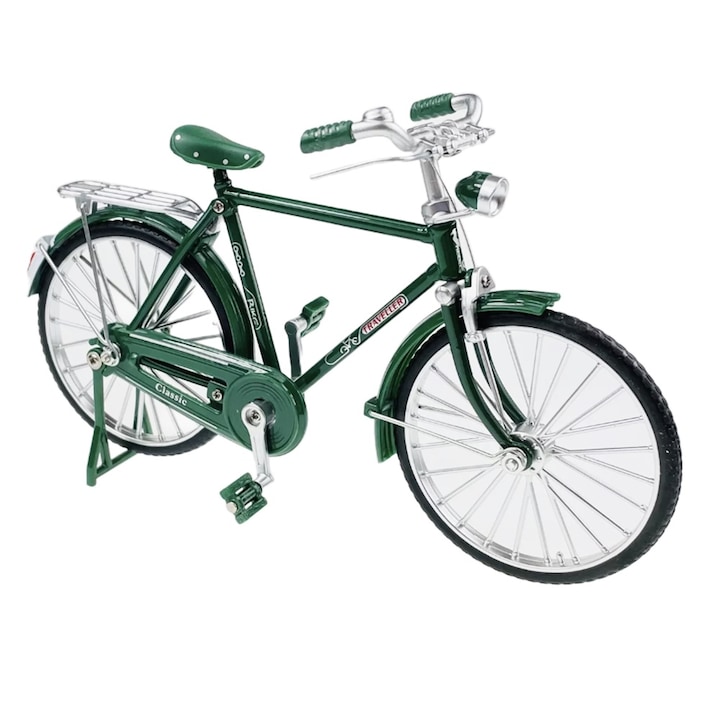 Retro fém kerékpár, bontott, 52 db, különféle tartozékokkal, zöld, 21 cm, VisionXXI