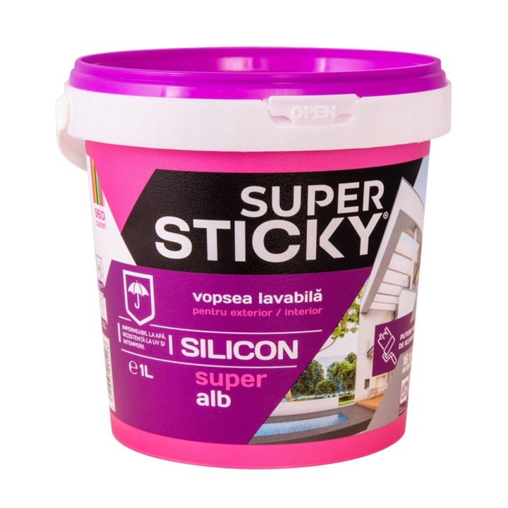Vopsea superlavabila exterior, Super Sticky, alba, 1 L