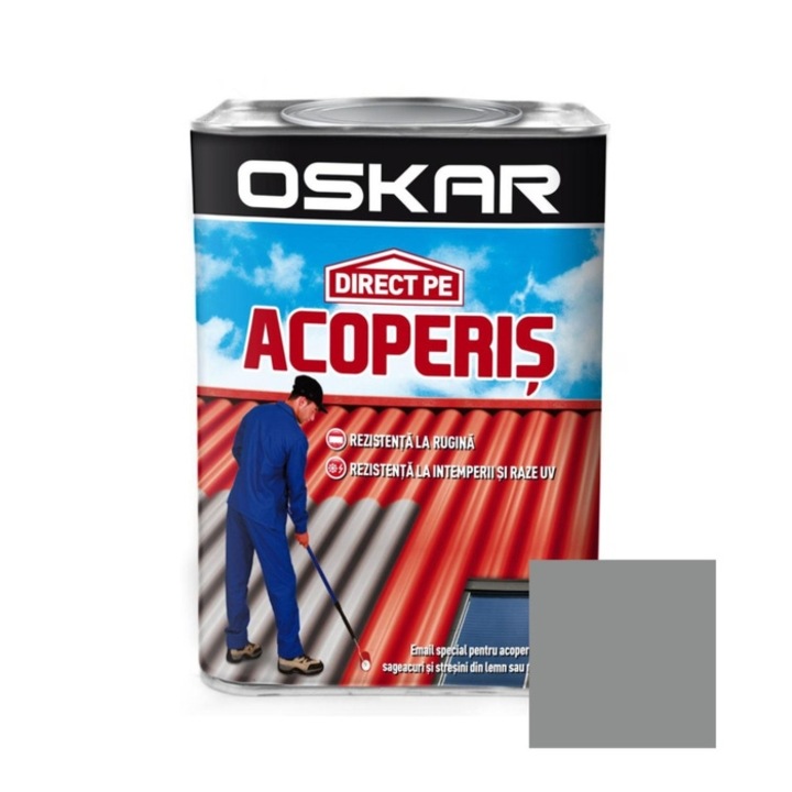 Vopsea alchidica Direct pe acoperis Oskar, exterior, argintiu, 0.75 L