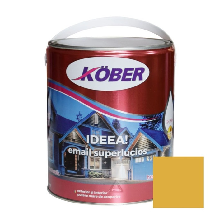 Alkid festék fára / fémre, Kober Ideea, belső / külső, sárga, 4 L