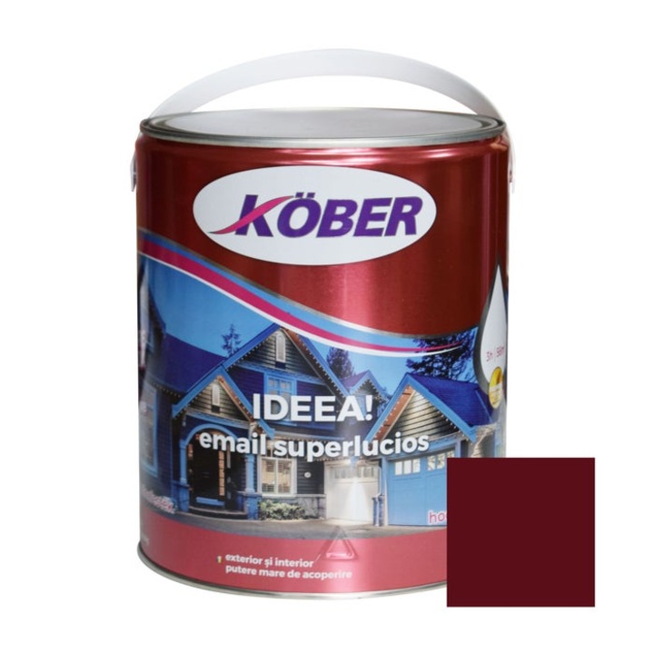 Боя за дърво/метал, Kober Ideea, алкидна, интериор/екстериор, виненочервена, 4л.
