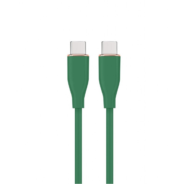 Cablu alimentare si date GEMBIRD, pentru smartphone, USB 2.0 Type-C (T) la USB 2.0 Type-C (T), 60W, 1.5m, protectie silicon, verde