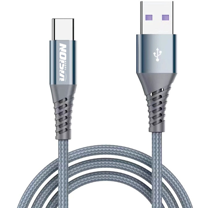 Vision Touch кабел, USB-A към USB Type-C, 60W, 1m, сив
