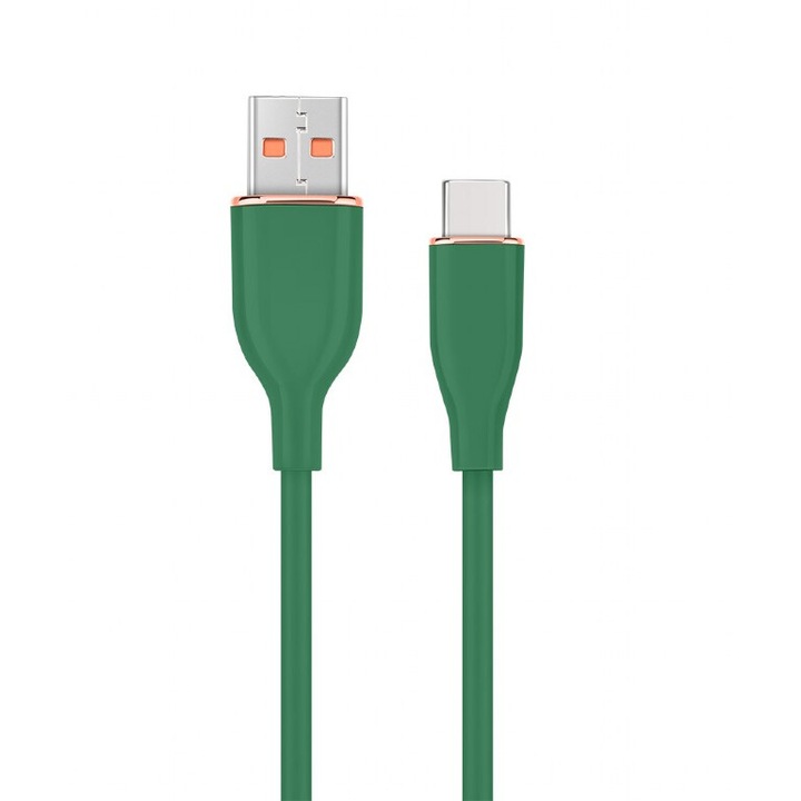 Cablu alimentare si date GEMBIRD, pentru smartphone, USB 2.0 (T) la USB 2.0 Type-C (T), 1.5m, protectie silicon, verde