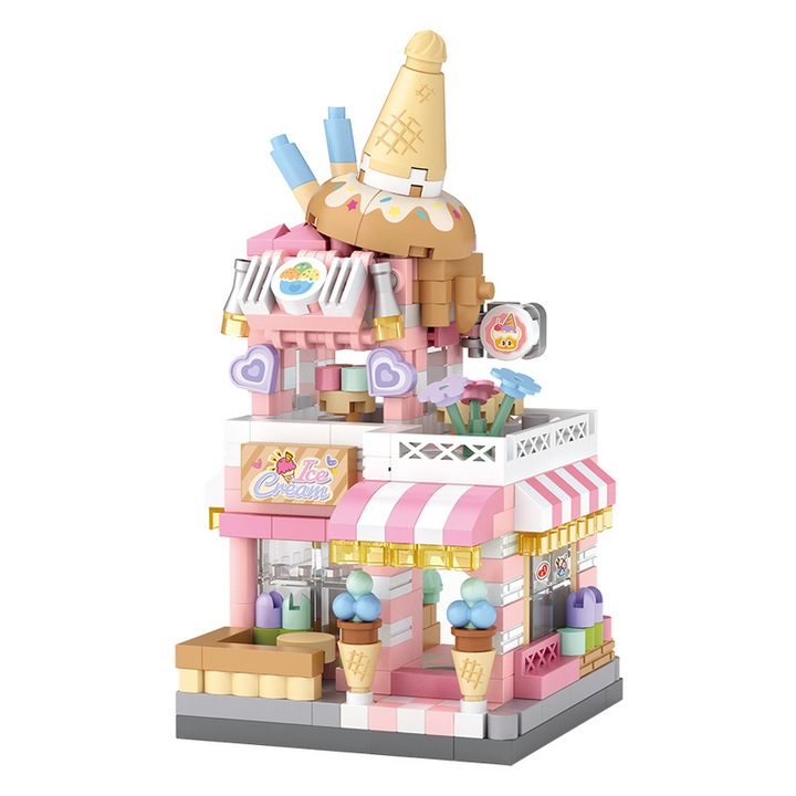 Set de blocuri de constructie Mini Scena Urbana, 200-400 piese, multicolor