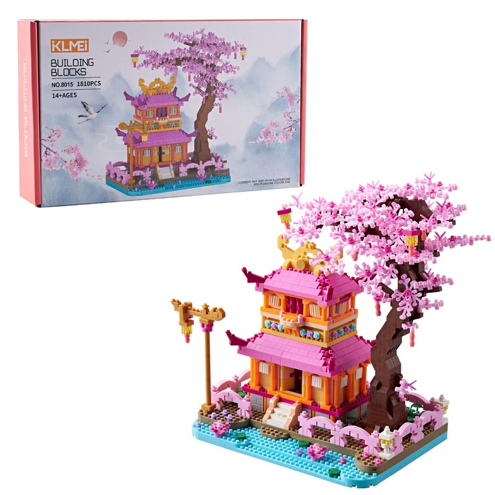 Set jucarie Sakura Tree House, Cozevdnt, 800 blocuri, design creativ, pentru 15-35 ani, multicolor