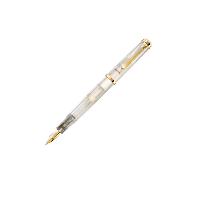 Stilou Classic M200 cu piston, penita F, accesorii placate cu aur, Golden Beryl, Pelikan