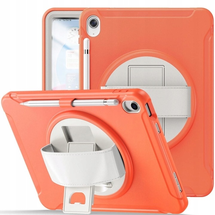 Husa tableta, pentru iPad Air 10.5/Pro 10.5, portocaliu, cu suport rotativ 360