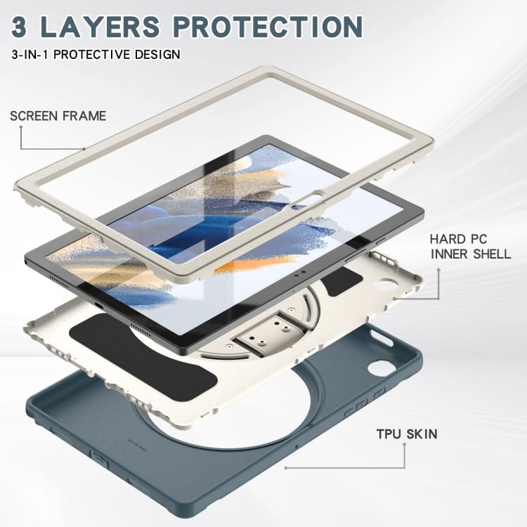 Husa tableta, pentru iPad Mini 4/5, albastru, cu suport si maner rotativ
