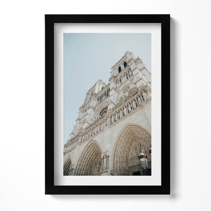 Tablou Inramat, Wallfluent, Catedrala Notre Dame Paris Franta, Rama negru, 20x30 cm, 010330010010200281117