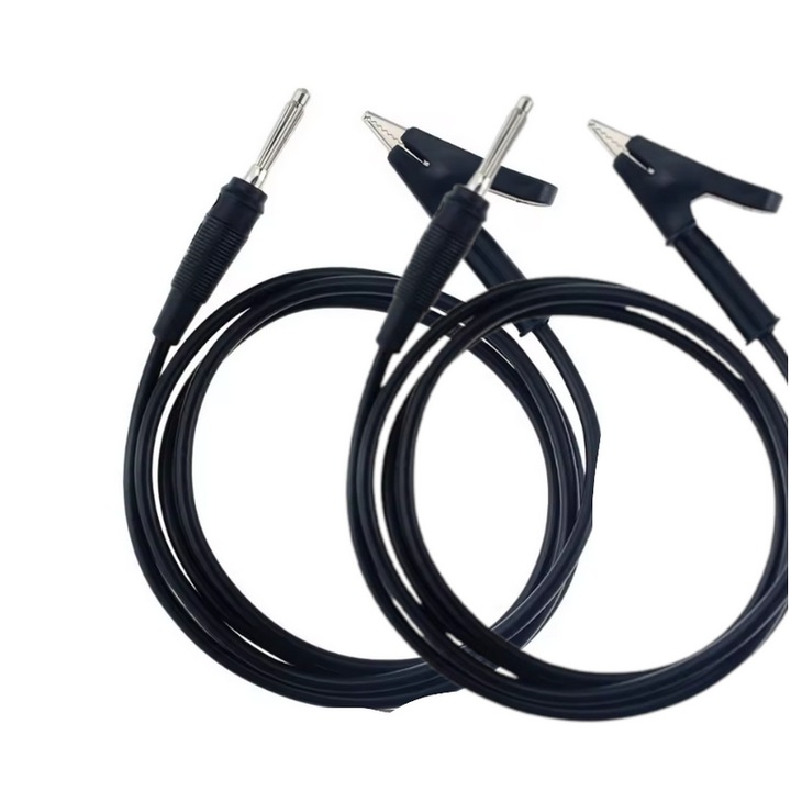 Set 2 Cabluri de Testare 15A cu mufa banana si cleste crocodil, 1m