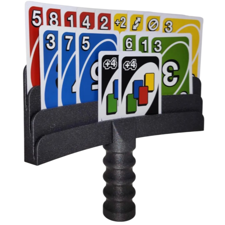 Suport carti de joc cu maner, negru, PLA