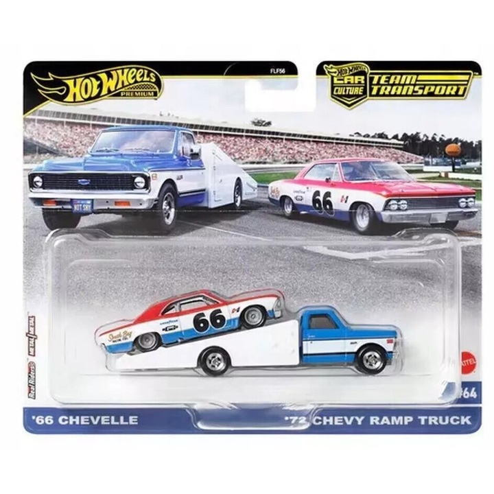 Autómodell Team Transport Chevrolet Ramp Truck & Chevrolet Chevelle 1:64 Hotwheels
