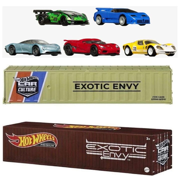 Модели автомобили Комплект Контейнер Микс 5 Exotix Envy Car Culture 1:64 Hotwheels