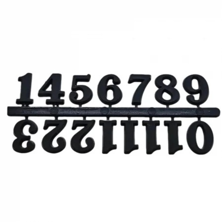 Cifre plasric negre pentru ceas 2 cm 15/set