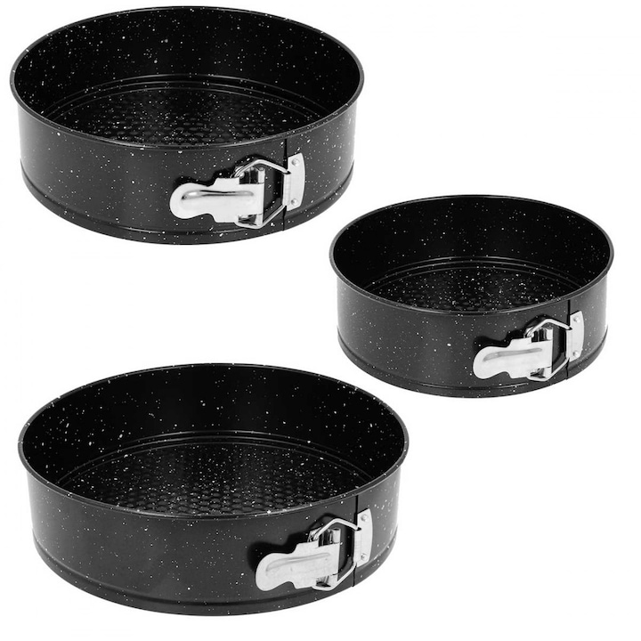 Set 3 tavi copt Brunbeste, granit negru, 18x7cm, 20x7cm, 22x7cm