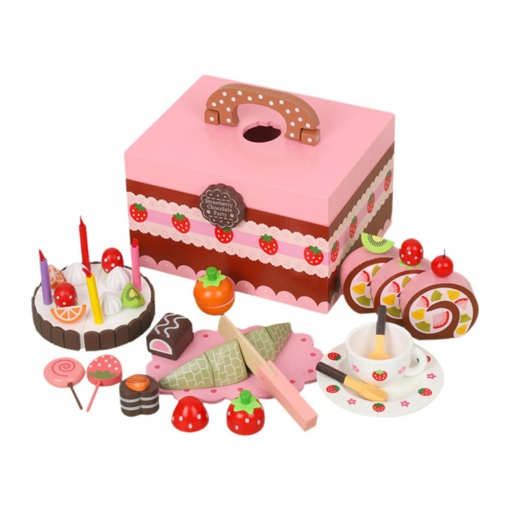 Set de cofetarie din lemn in cutie Pink Sweets