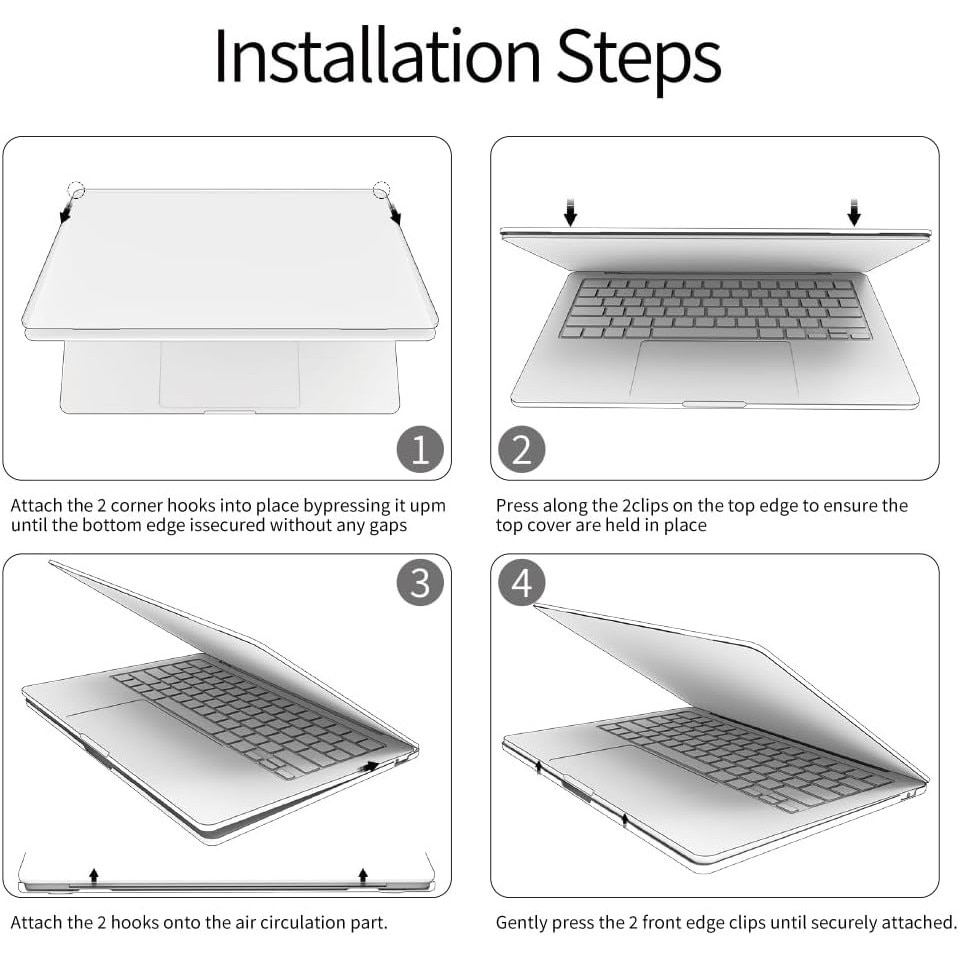 Carcasa de Protectie pentru MacBook, M1 Pro 16'' 2021/M2 Pro 16'', Transparenta, Design Slim, Montare in Doua Bucati, Protectie Impotriva Zgarieturilor si Lovirilor, Decupaje, Gri