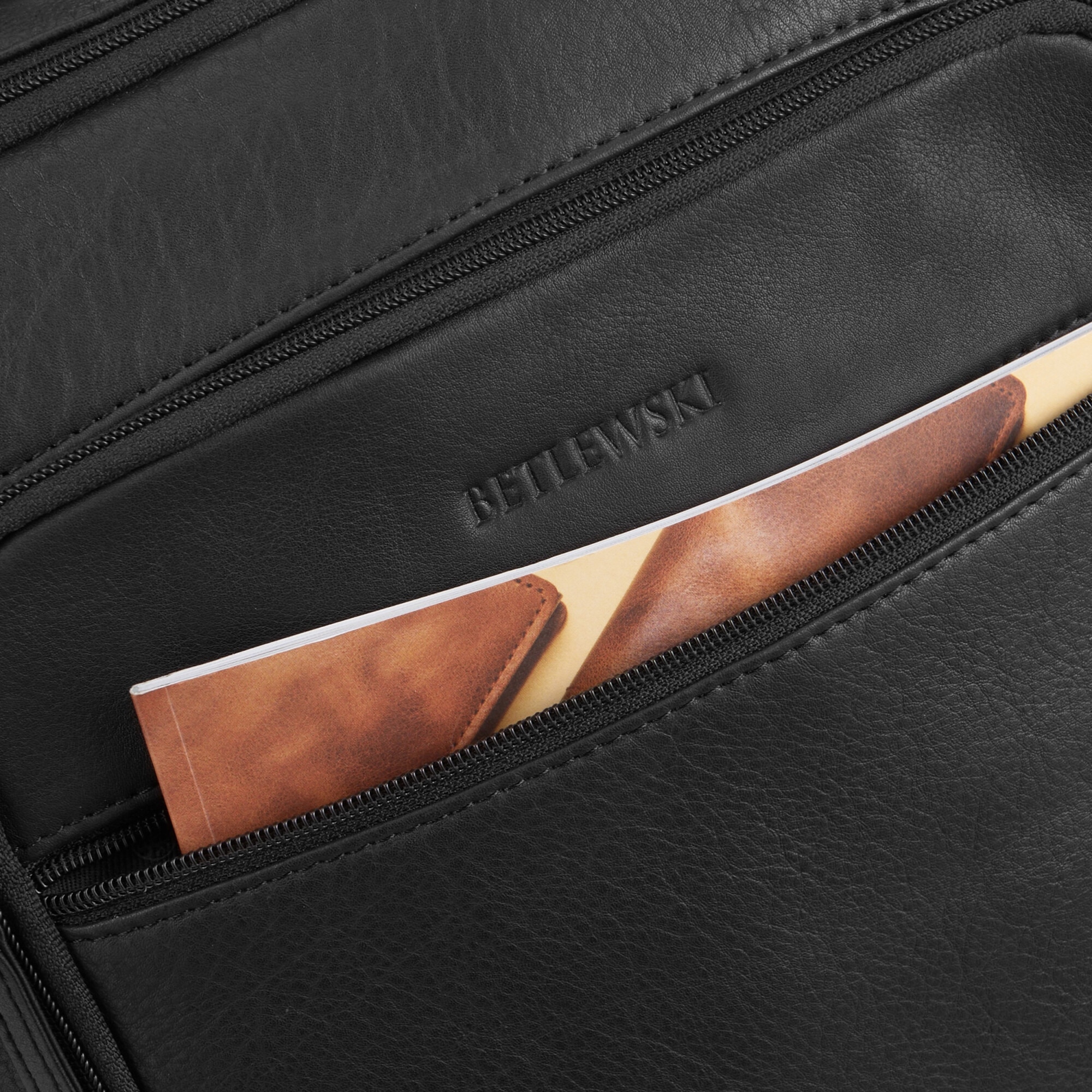 Rucsac pentru laptop, Betlewski, Cambridge, universal, din piele naturala, 35 x 41 x 15 cm, bretele reglabile, culoare negru