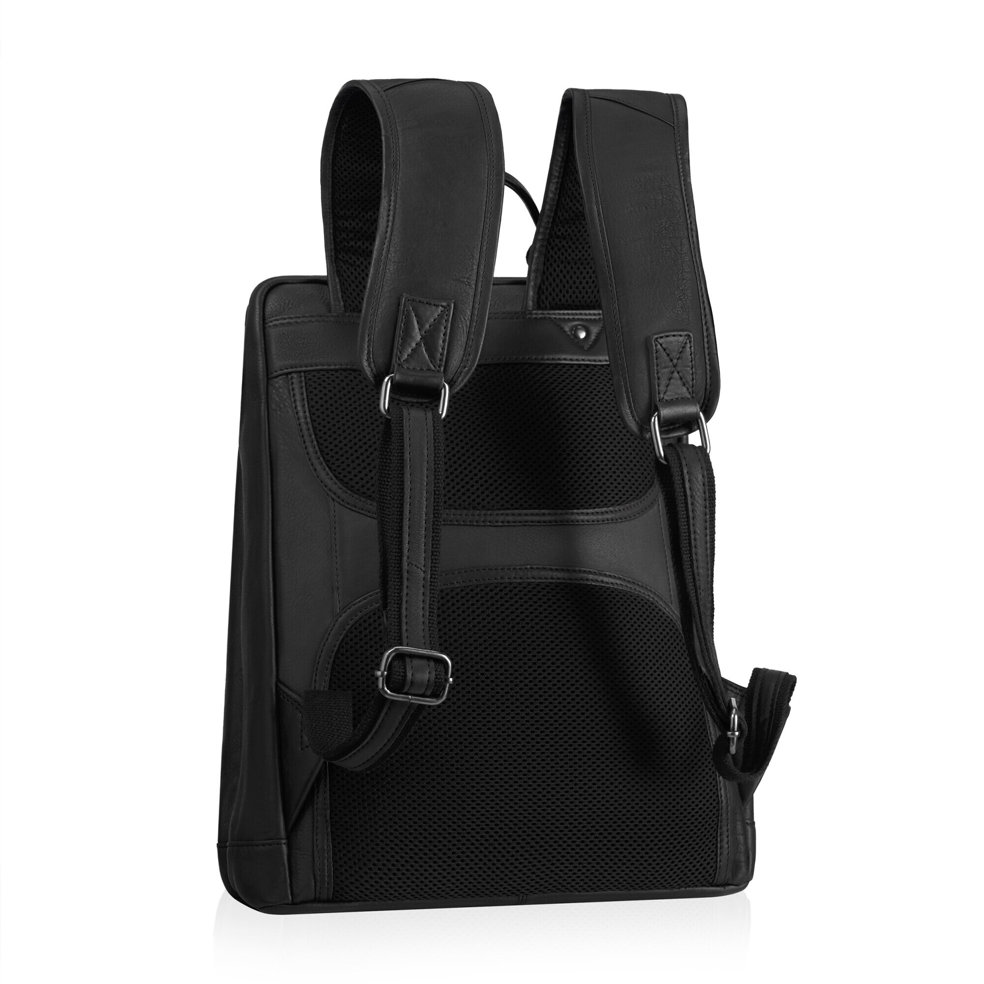Rucsac pentru laptop, Betlewski, Cambridge, universal, din piele naturala, 35 x 41 x 15 cm, bretele reglabile, culoare negru
