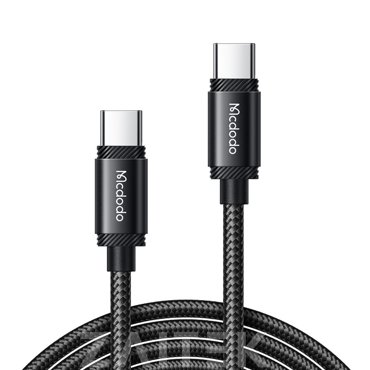 USB-C - USB-C kábel, ultragyors töltés 240W PD 3.1 PRO, E-Marker chip, Android Auto / Apple CarPlay, 2m, fekete, Mcdodo Mate, univerzális kompatibilitás
