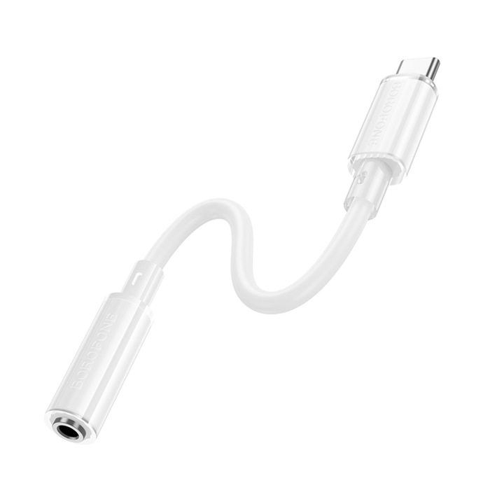 Borofone Audio Adapter, Chip DAC, USB-C Type-C to Jack 3.5 mm, Stereo HiFi Audio, Plug and Play, 15 cm, BV22 Lemon, Бял