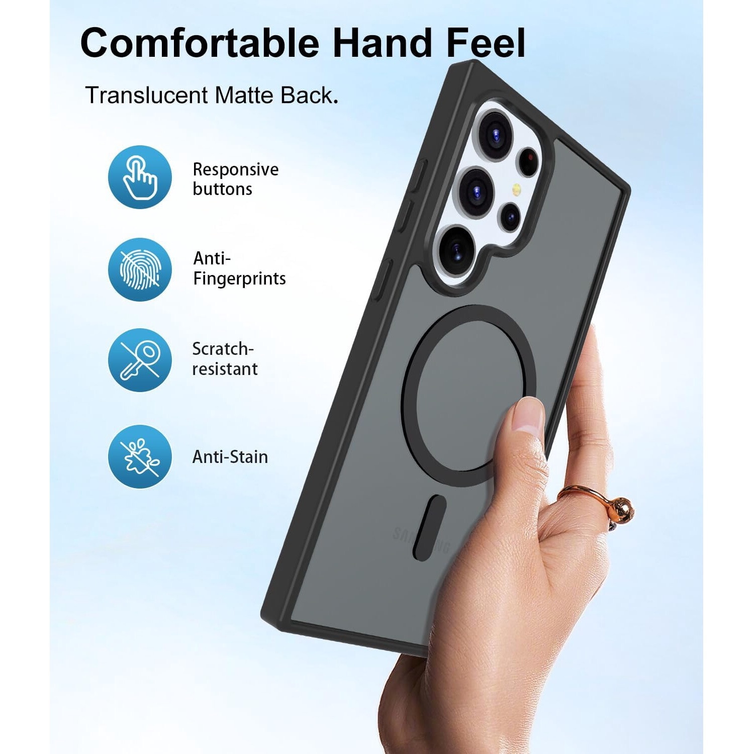 Husa telefon pentru Samsung S22 Ultra, magnetica, protectie suplimentara, compatibila cu incarcarea wireless, neagra