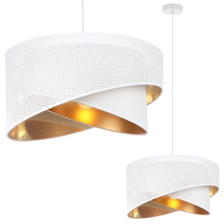 LightHome Asti függesztett lámpa, 45x23cm, Magasságállítás, A osztály, Kerek, Szövet, E27, 230V, 60W, Fehér