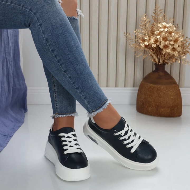 Pantofi dama casual Bluemarin din Piele Naturala Issa, Bleumarin