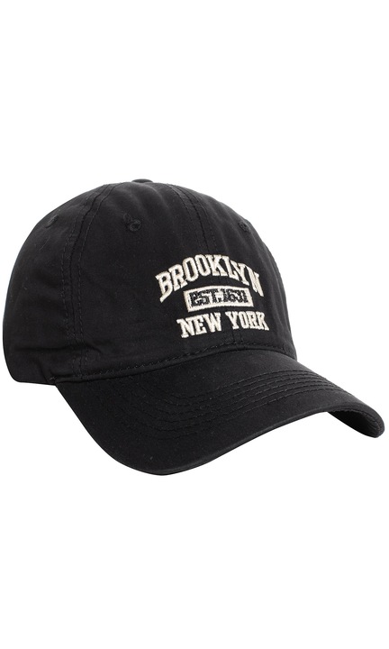 Sapca de baseball unisex cu broderie BROOKLYN, Agrafka, Negru, Bumbac
