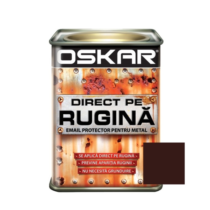 Vopsea alchidica Direct pe rugina Oskar, interior / exterior, maro ciocolatiu lucios, 0.5 L