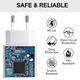 USB-C зарядно устройство, Hggzeg, мрежово зарядно устройство, супер бързо зарядно устройство 25 W, с 1 м кабел, универсално съвместимо със Samsung, iPhone и други устройства с вход тип C, пластмаса, 7,8 x 4,2 x 2,8 cm, бяло